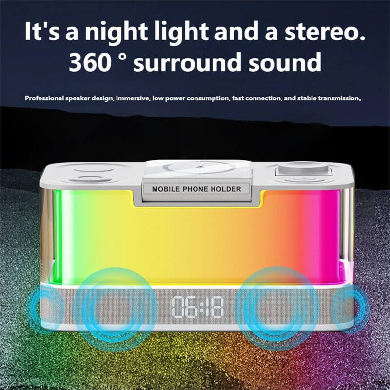It's a night light and a stereo.  
360° surround sound  
Professional speaker design, immersive, low power consumption, fast connection, and stable transmission.  
MOBILE PHONE HOLDER  
06:18