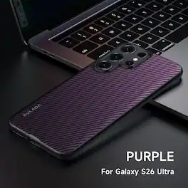 Dteck - Rugged Magnetic Casr For Samsung Galaxy S26 Ultra Shockproof Slim Carbon Fiber Texture Cover - Purple