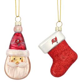 The Memory Company - Tampa Bay Buccaneers Two-Pack Santa & Stocking Blown Glass Ornament Set - Multicolor