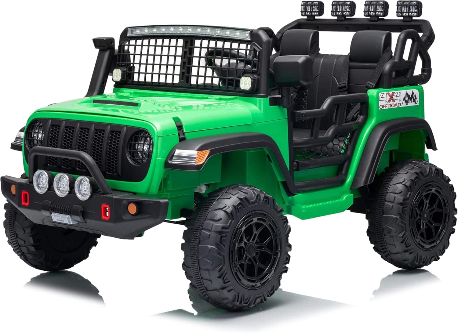 GARVEE - 24V 2 Seats Kids Ride on Car with Remote Control,20" Large Seat, 7Ah Battery, LED Light, Music, Horn, USB Port - Green