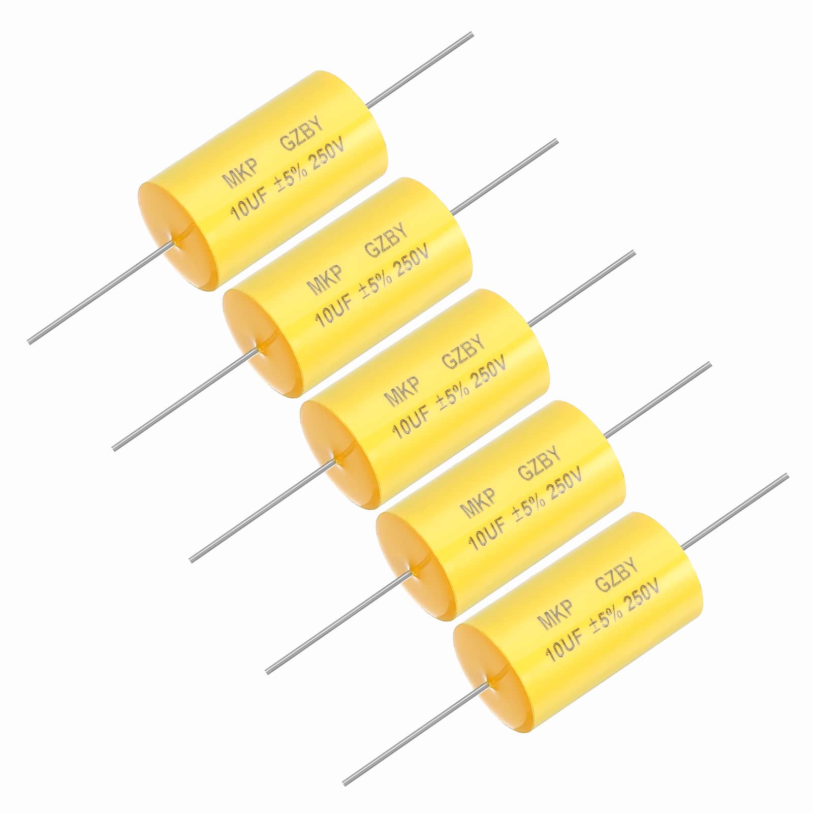 Unique Bargains - 5pcs 10uf Frequency Divider Capacitor, 250V Axial Audio Speaker Crossover MKP Film Capacitor - Yellow price history on PriceWatchPro