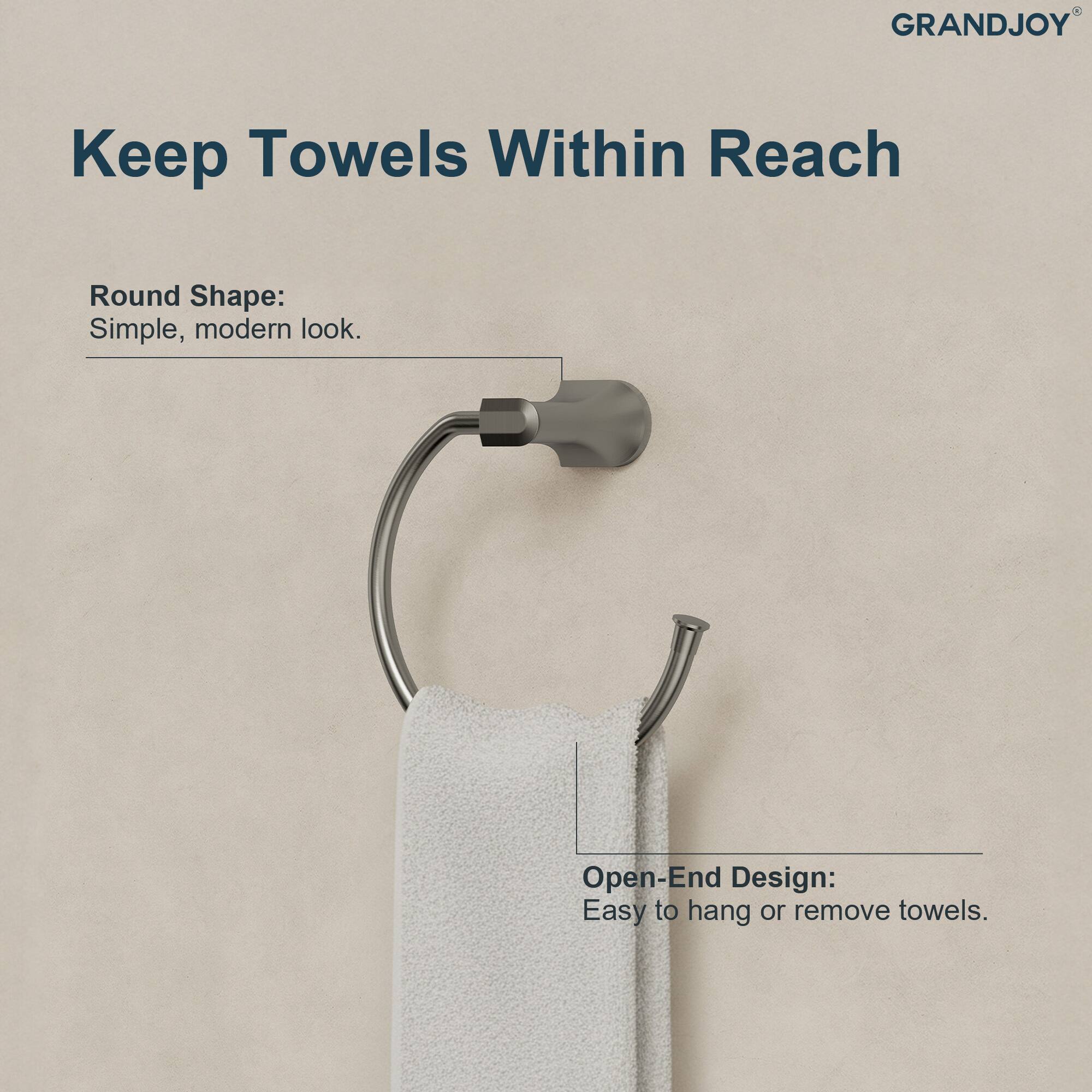 GRANDJOY

Keep Towels Within Reach

Round Shape:
Simple, modern look.

Open-End Design:
Easy to hang or remove towels.