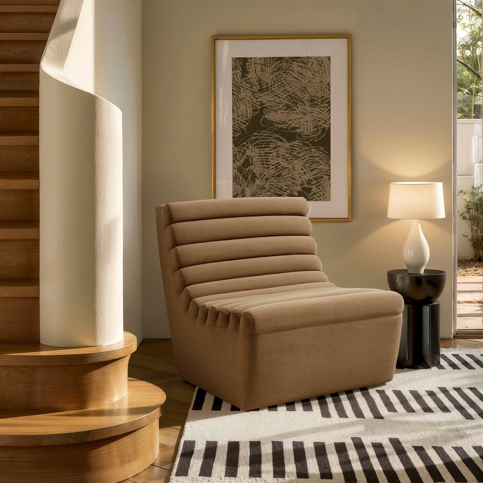 Front. Modway - Corbin Performance Fleece Armless Accent Chair by Modway - Latte.