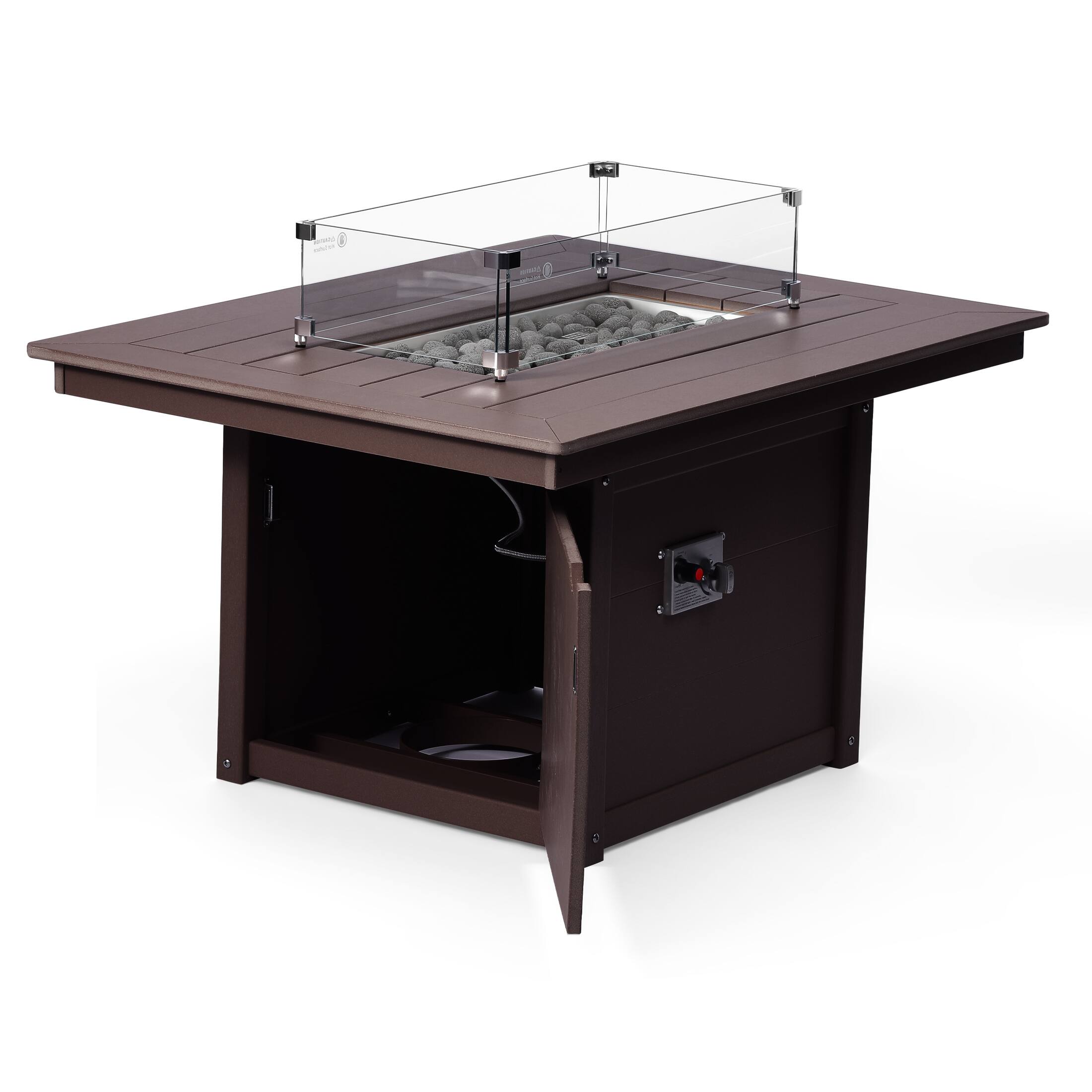 Left. WestinTrends - WestinTrends Helios 46" Modern Outdoor 55,000 BTU Patio Gas Propane Rectangle Deck Fire Pit Table - Dark Brown.