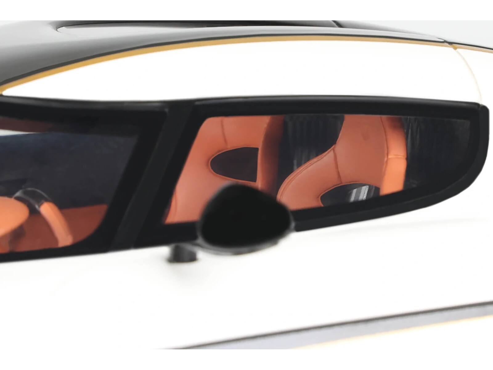 Angle. GT Spirit - 2023 Koenigsegg Regera White with Black Stripes 1/18 Model Car by GT Spirit - White with Black.