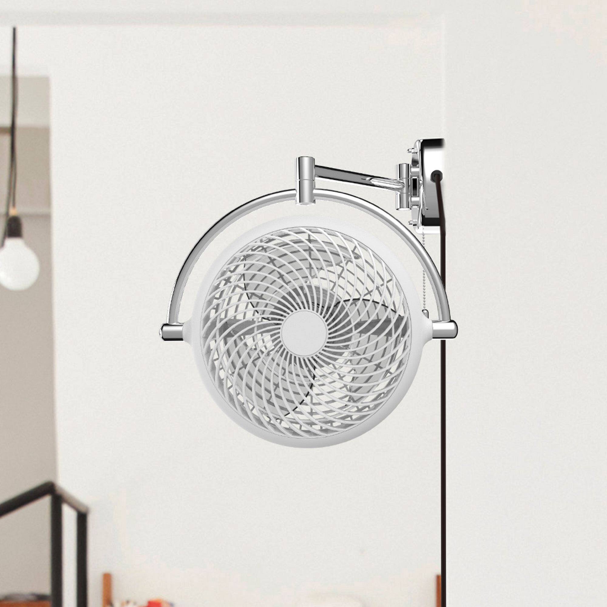 Angle. Parrot Uncle - 10-inch Industrial White ABS 2-Speed Wall Mount Fan - White.