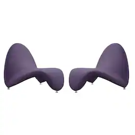 Manhattan Comfort - MoMa Modern Wool Blend Accent Chair - Set of 2 - Purple