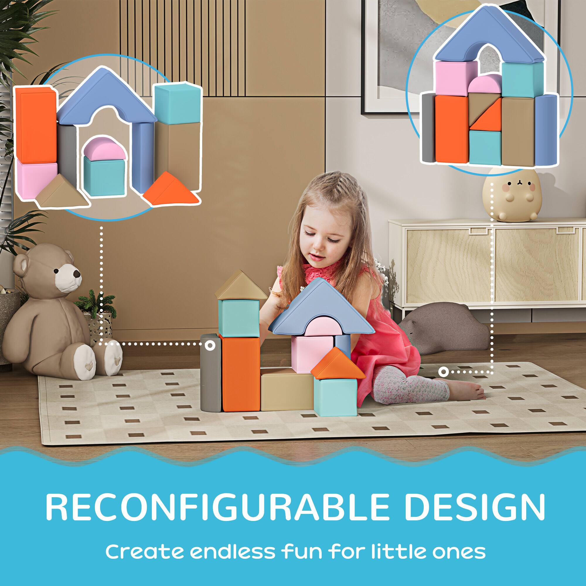 RECONFIGURABLE DESIGN  
Create endless fun for little ones