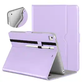 DTTO - for iPad 9.7 Inch 5th/6th Gen 2018/2017 Case with Apple Pencil Holder, Premium Leather Folio Stand Cover Case - Lavender