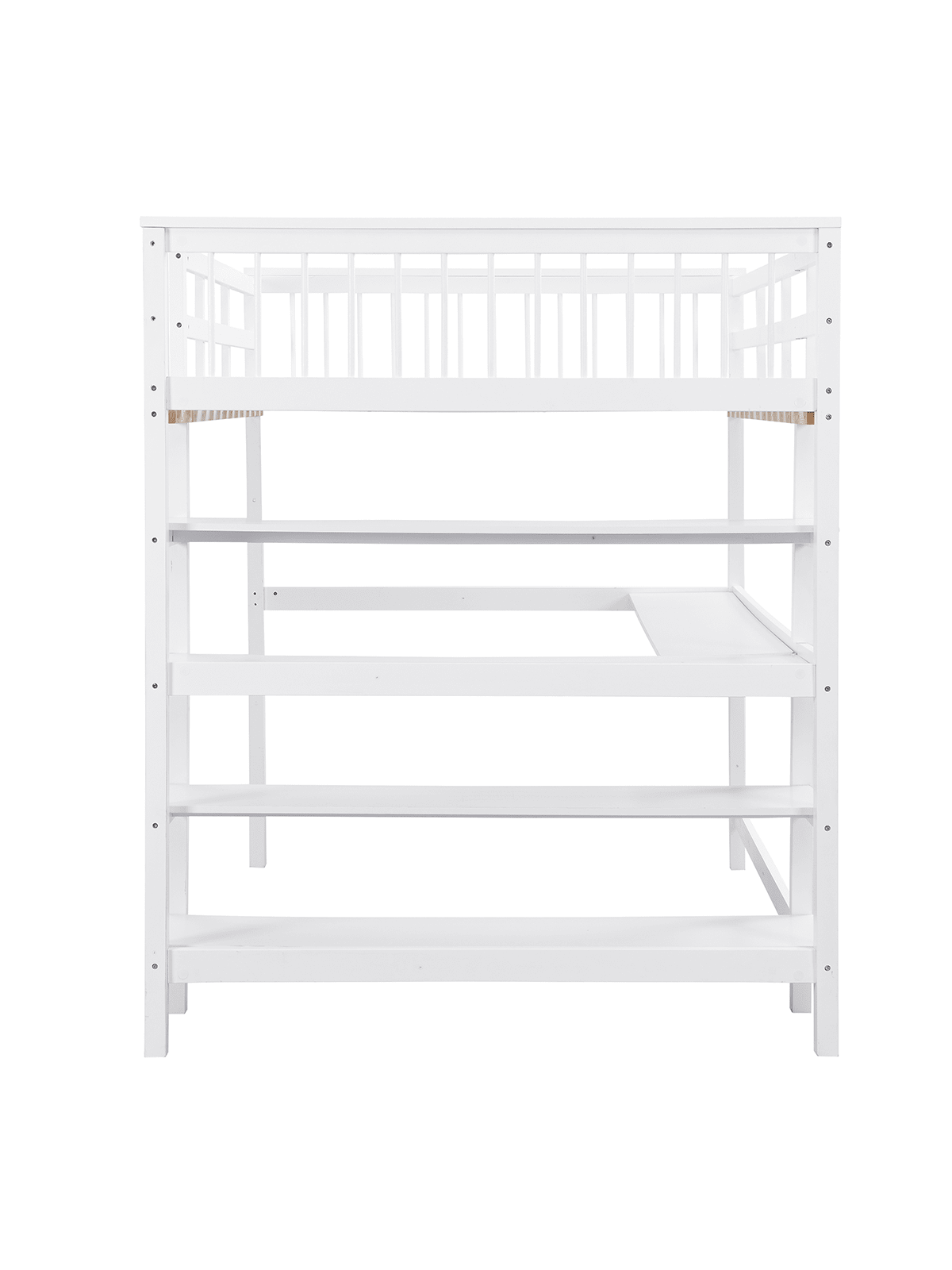 Alt View 4. Trinkets Crazed - Twin Loft Bed With Desk And 4-Layer Shelves, Loft Bed Twin Size With Under Desk And Bookcase Storage - White.