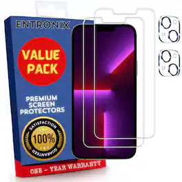 Entronix - iPhone 14 Screen and Camera Lens Protector - 4-Piece Premium Bundle - Transparent