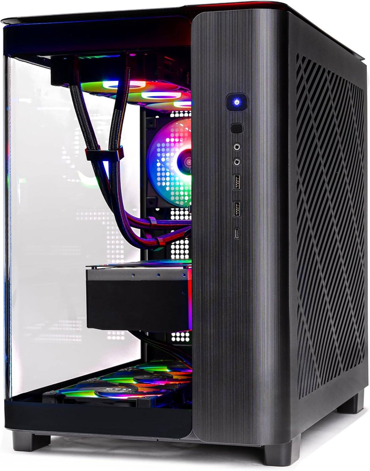 Left. Skytech Gaming - Skytech KING95 - AMD Ryzen 7 9800X3D, 5070 Ti, 32GB 6000 MHz DDR5 RAM, 850W GOLD PSU - Black.