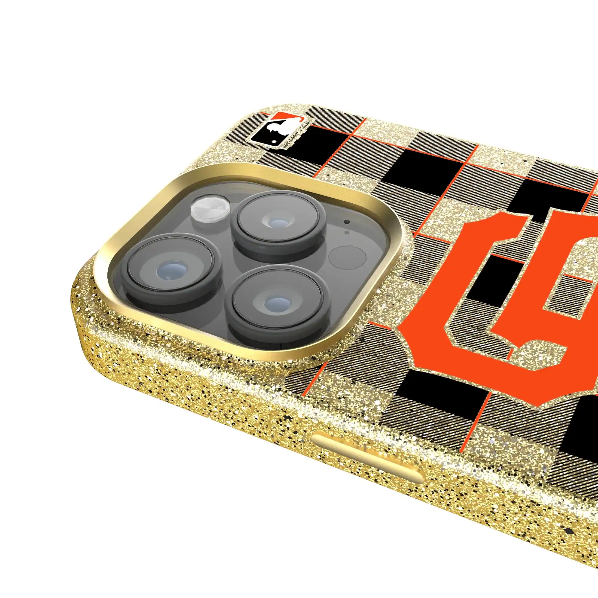 Alt View 2. Keyscaper - San Francisco Giants Plaid Bling iPhone Case - 15 - Gold.