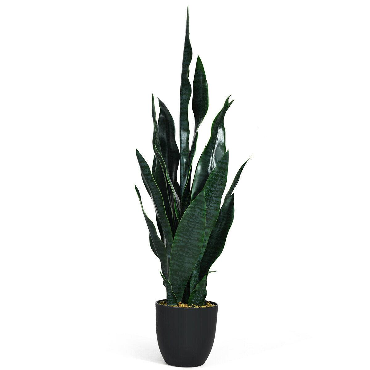 Alt View 1. Gymax - Gymax Artificial Fake Plant 35.5" Fake Sansevieria Indoor-Outdoor Decoration Green - Green.