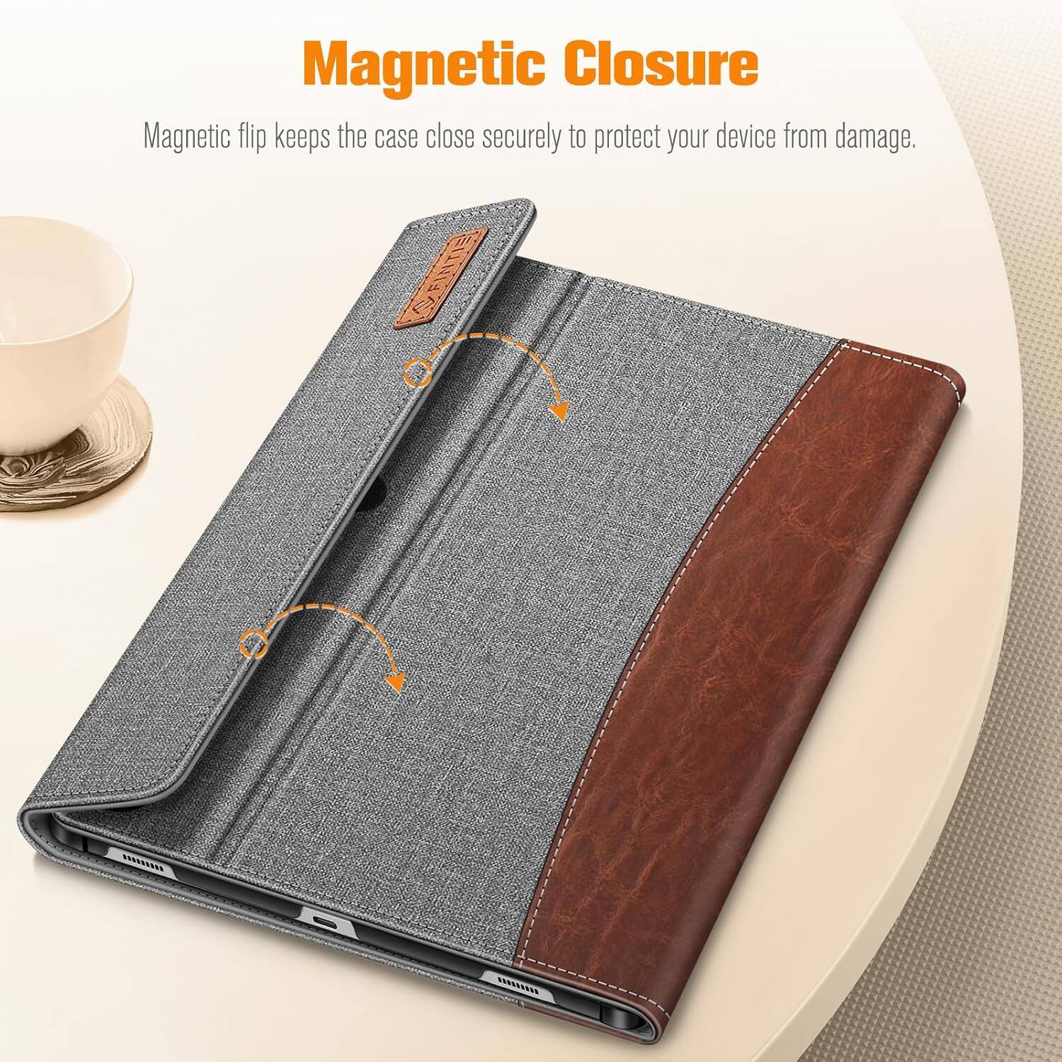 Magnetic Closure  
Magnetic flip keeps the case close securely to protect your device from damage.  
FINTIE