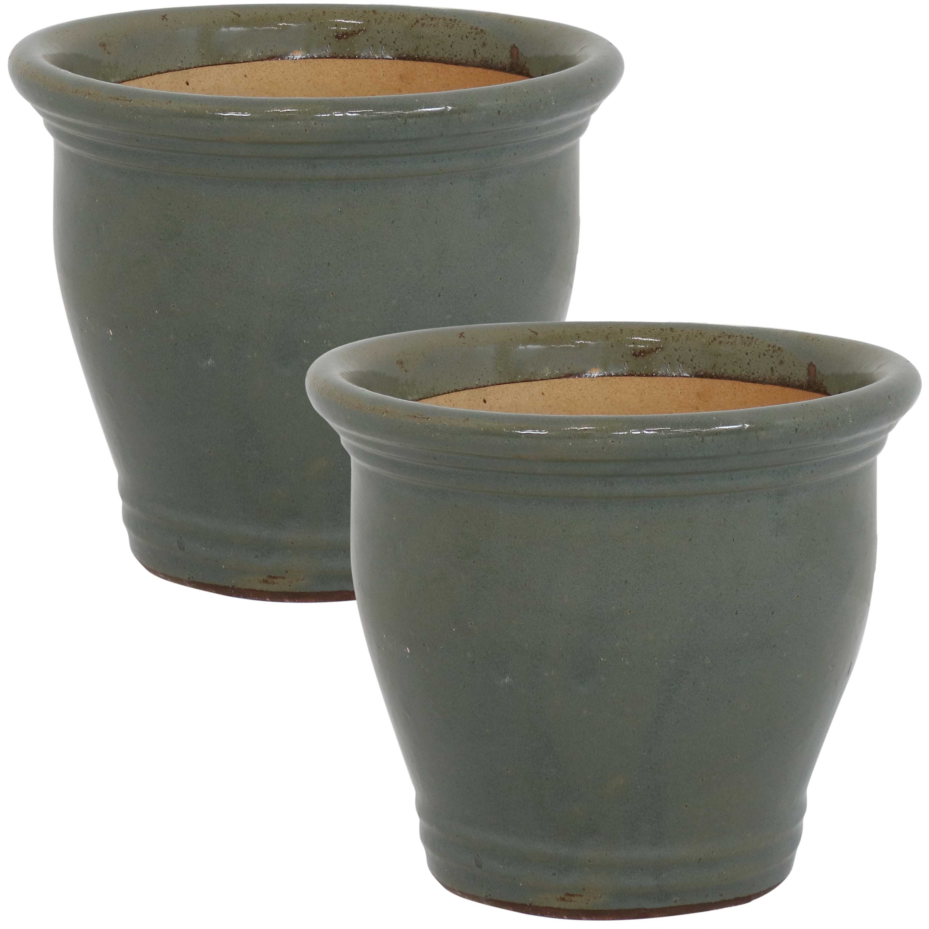 Sunnydaze - 11 in Studio Glazed Ceramic Planter - Set of 2 - Gray price history on PriceWatchPro