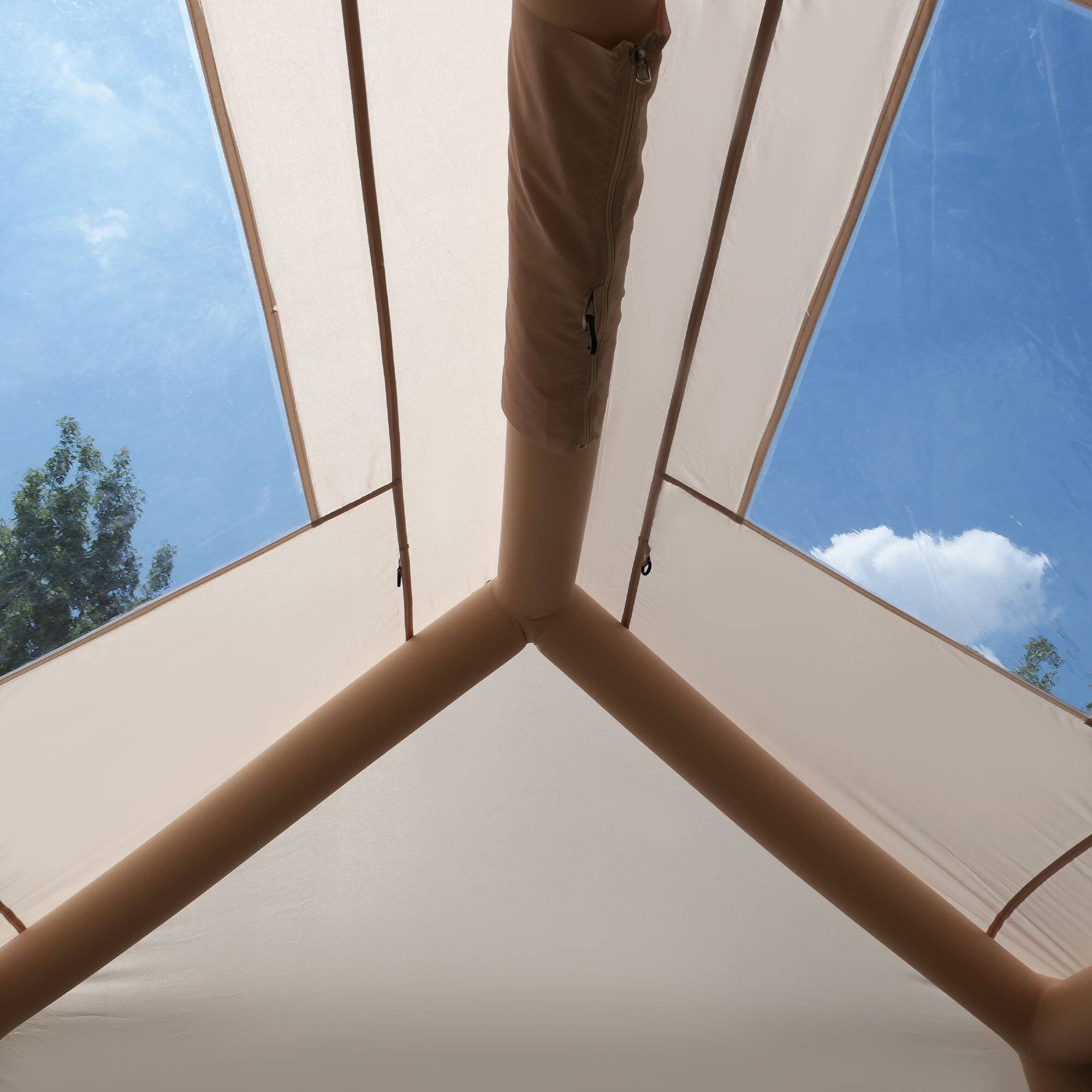 Alt View 1. Tiramisubest - 5.72m² Inflatable Camping Tent, Easy Setup 4 Season Windproof Outdoor Cotton Tent with Stove Jack & Mesh Windows & Pump - Beige.