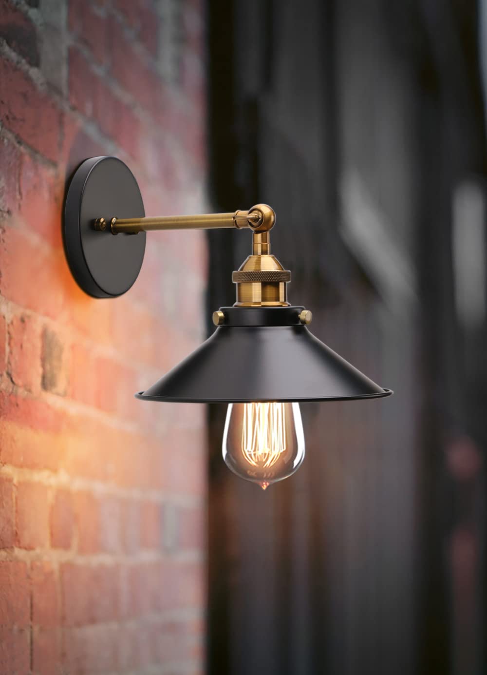 Left. Comfort Essence - Vintage Industrial Metal Wall Sconce Lighting Degree Adjustable Lamp - Brushed Nickel.