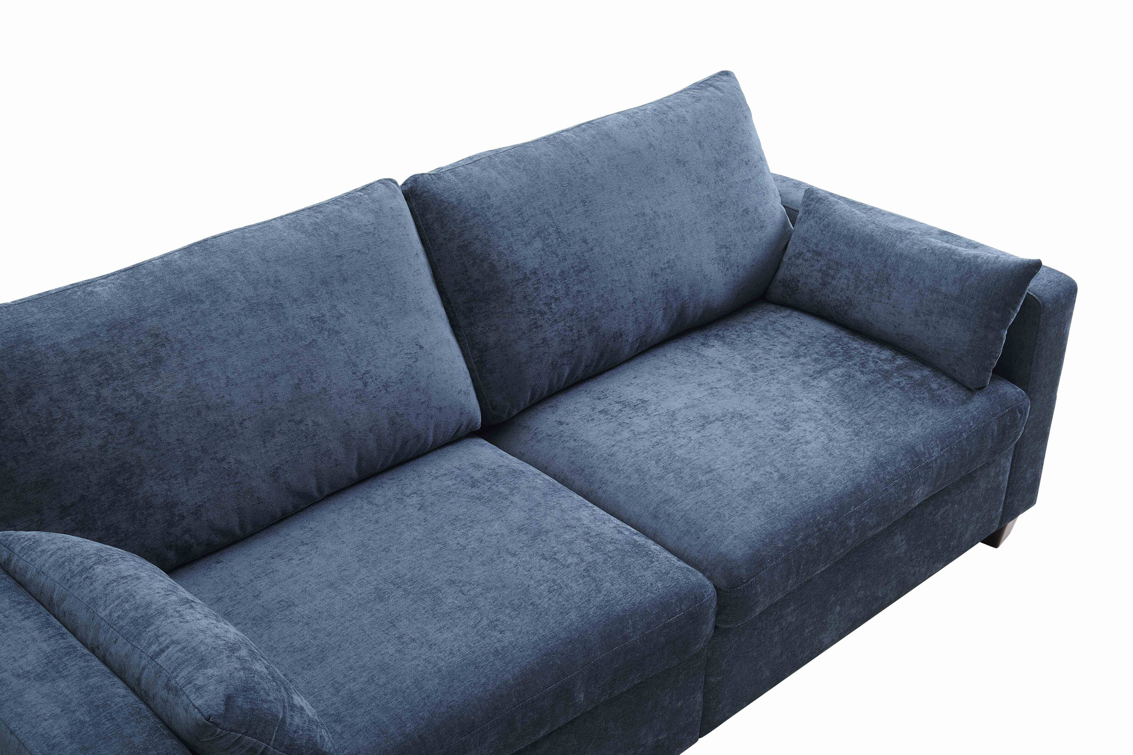 Alt View 2. Roomtec - Modern Loveseat Sofa for Living Room Removable Cover Spring Cushions Solid Wood Frame Wide Armrest for Small Space - Blue.