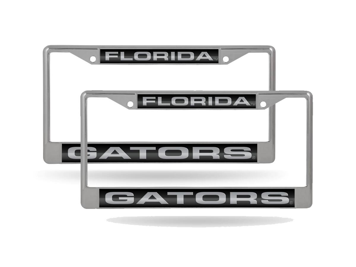 University of Florida Gators Chrome Metal (Set of 2) Laser Cut License Plate Frames