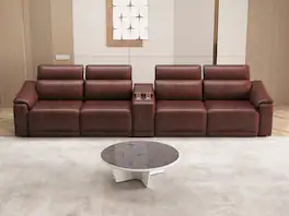 Boyel Living - Power Recliner Sofa Set 4-Seat Reclining Sectional Sofa with Adjustable Headrest Power Recline Breathable Leather - Dark Brown