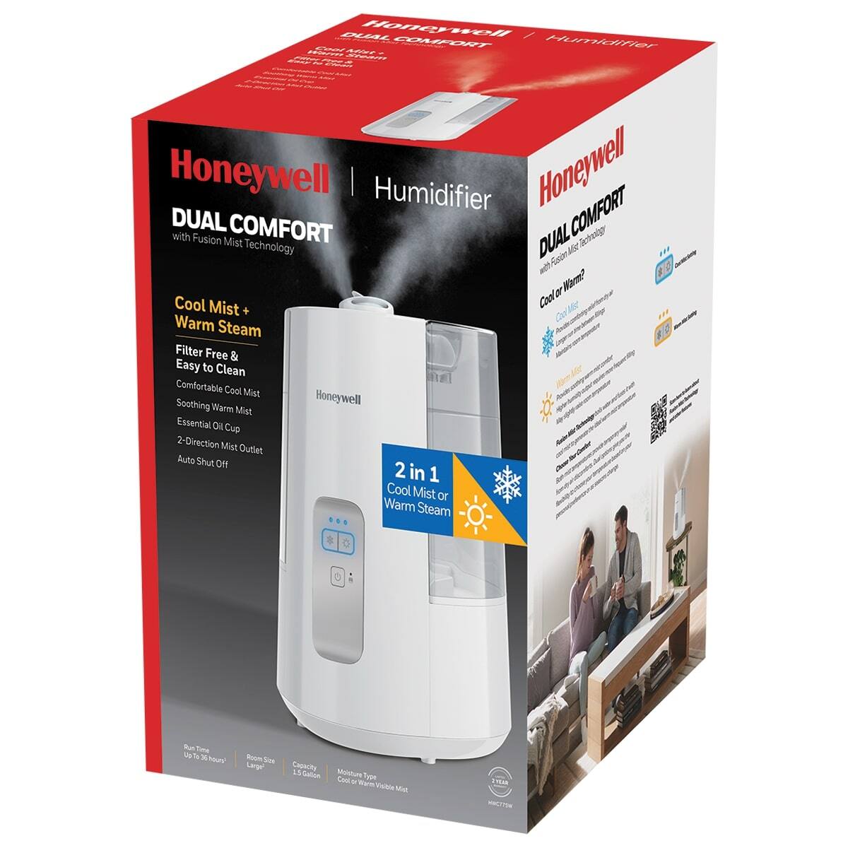 Alt View 13. Honeywell - Honeywell Dual Comfort Cool + Warm Mist Humidifier - White.