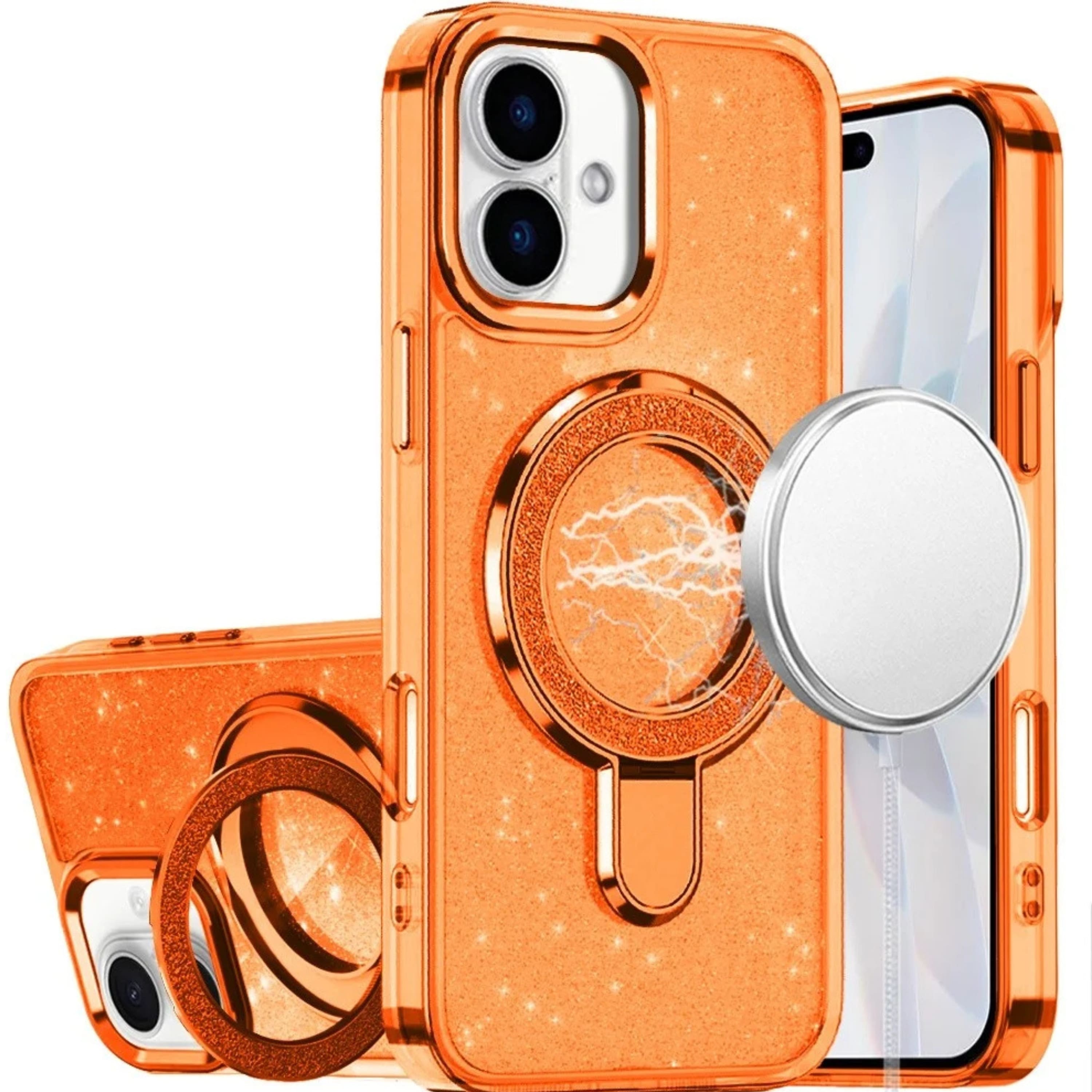 Kitcheniva - Iphone 17 Translucent Glitter Case With Magnetic Circle Stand And Protective Cover - Orange price history on PriceWatchPro