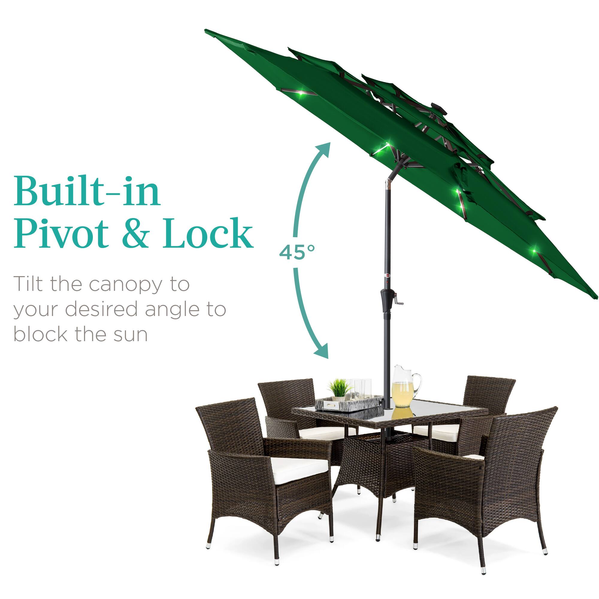 Built-in Pivot & Lock

Tilt the canopy to your desired angle to block the sun

45°
