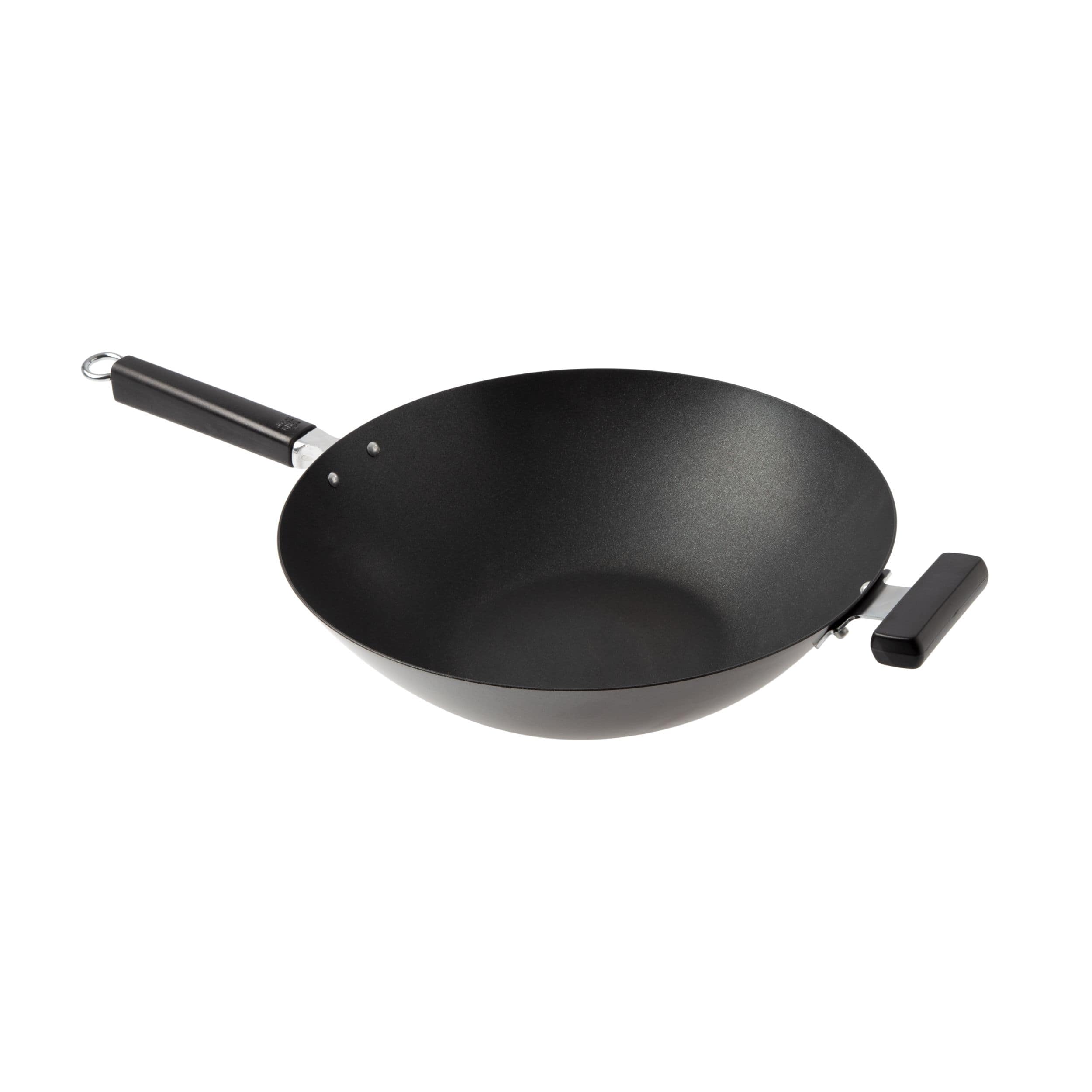 Escali - Joyce Chen Professional Series 14-Inch Carbon Steel Ceramic Nonstick Flat Bottom Wok with Phenolic Handles - Black
