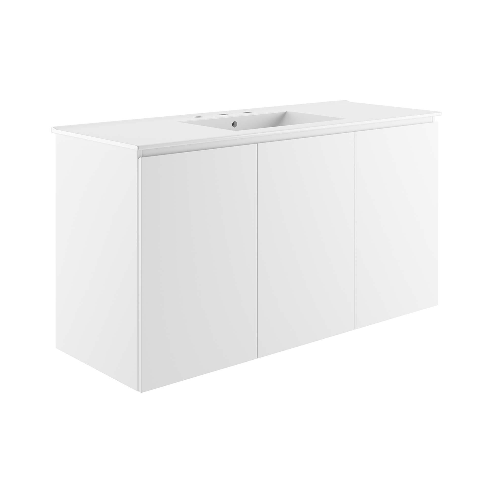 Angle. Modway - Bryn Wall-Mount Bathroom Vanity Basin Included - White White.