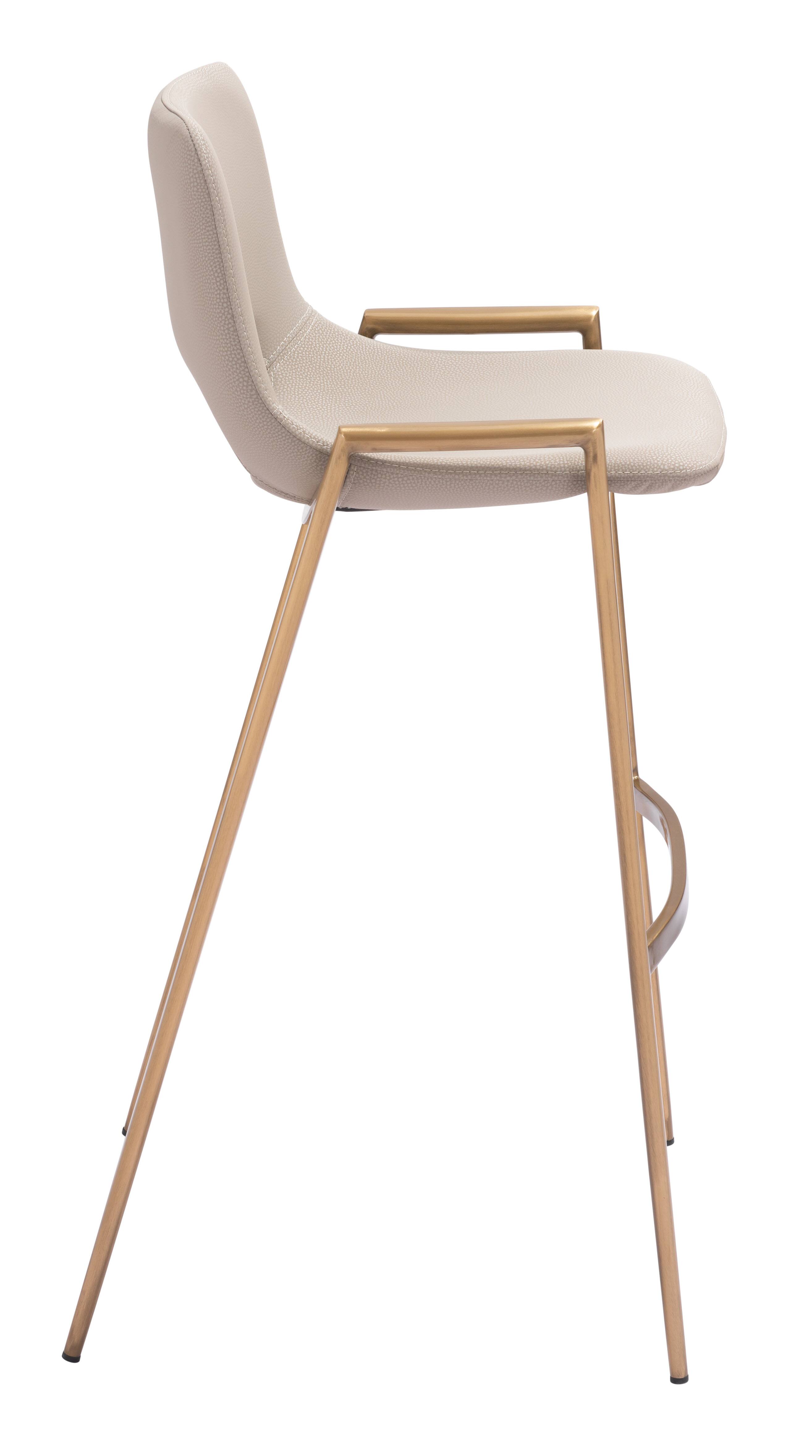 Back. Hivvago - Desi Barstool (Set of 2) Beige & Gold - Beige & Gold.