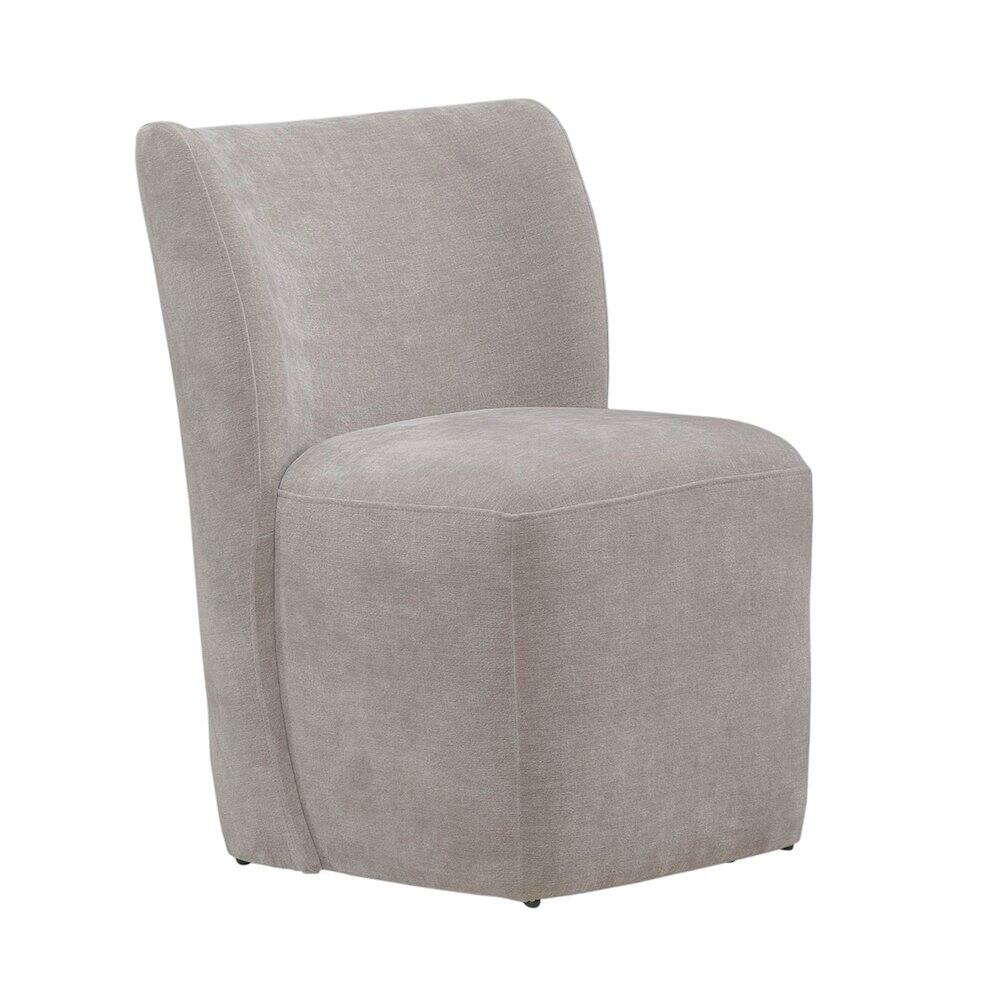 Front. Liberty Furniture Industries - Accent Dining Chair with Castors - Rounded Back - Truffle Upholstry - Brown.
