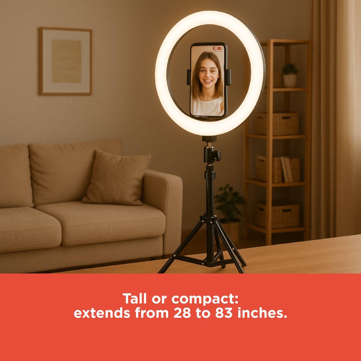 Tall or compact: extends from 28 to 83 inches.