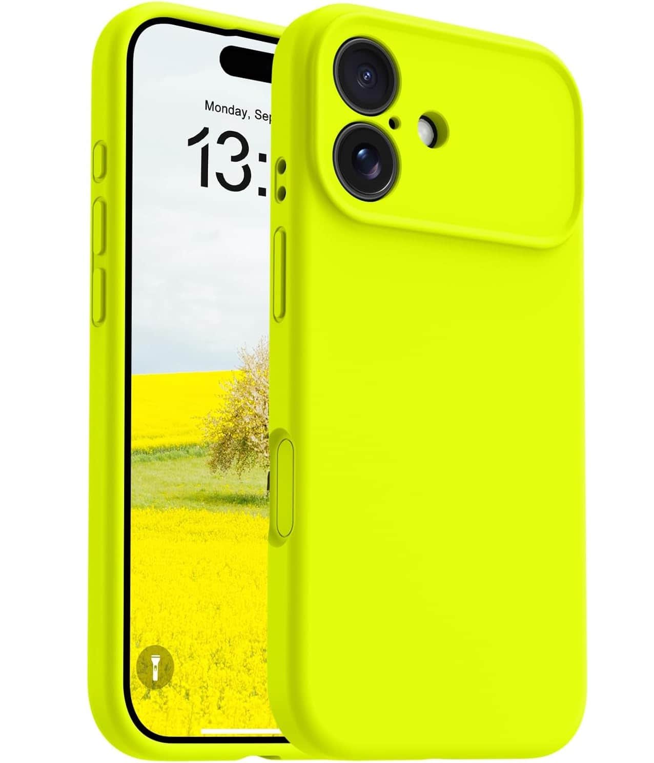 FINEAK - iPhone 17 MagSafe Silicone Case with Integrated Camera Button - Neon Yellow