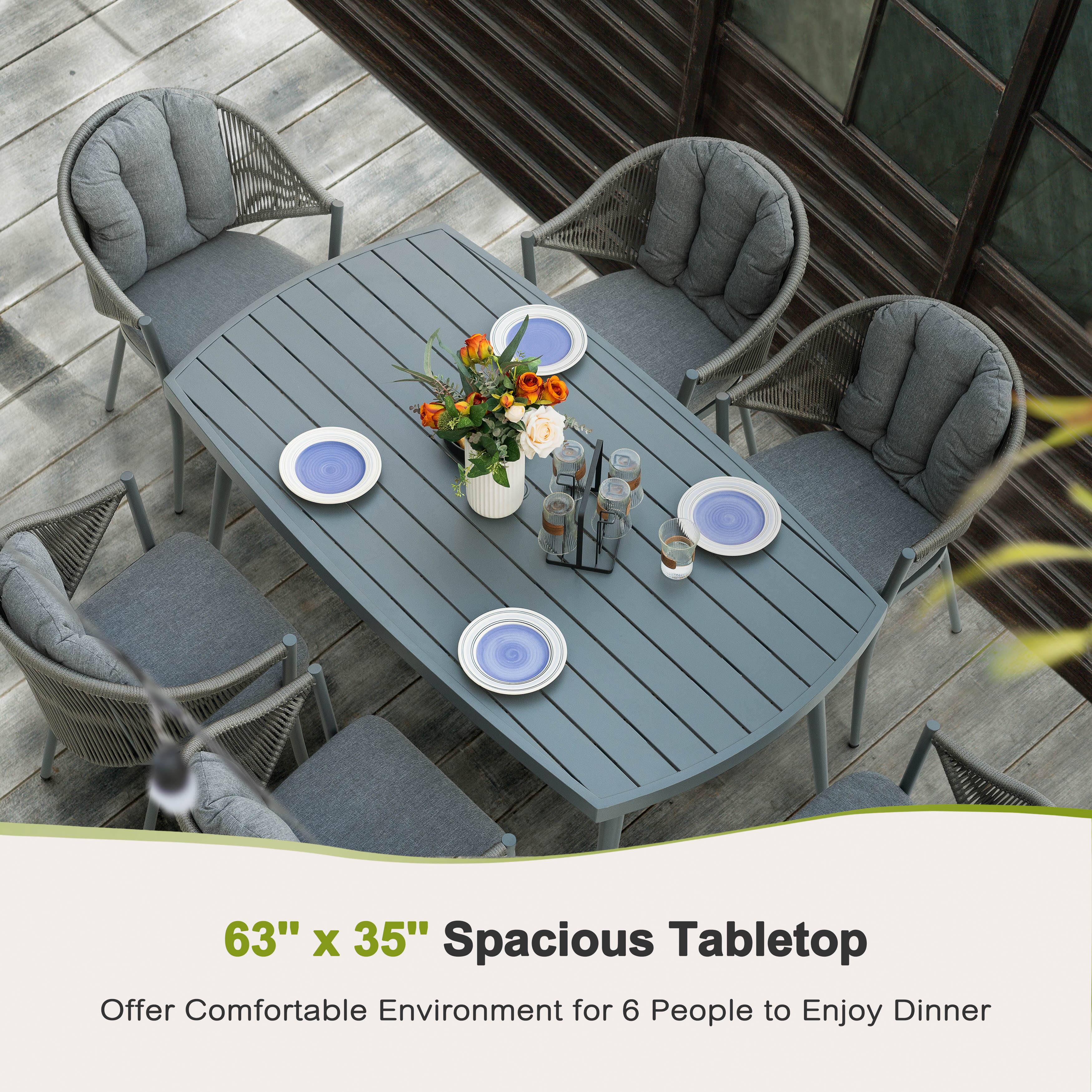 63" x 35" Spacious Tabletop  
Offer Comfortable Environment for 6 People to Enjoy Dinner