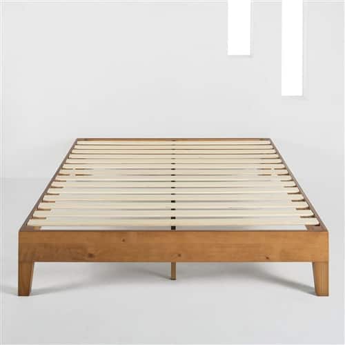 SlickBlue - Solid Wood Slat King Platform Bed Frame with Finish - Natural