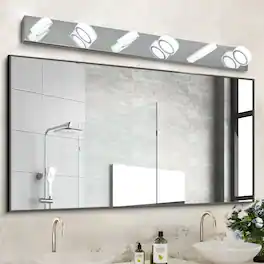 APRILSOUL - 45 Inch Modern 6-Light LED Vanity Light Sleek Chrome Bathroom Wall Light Fixture for Mirror Shower and Bathroom Decor