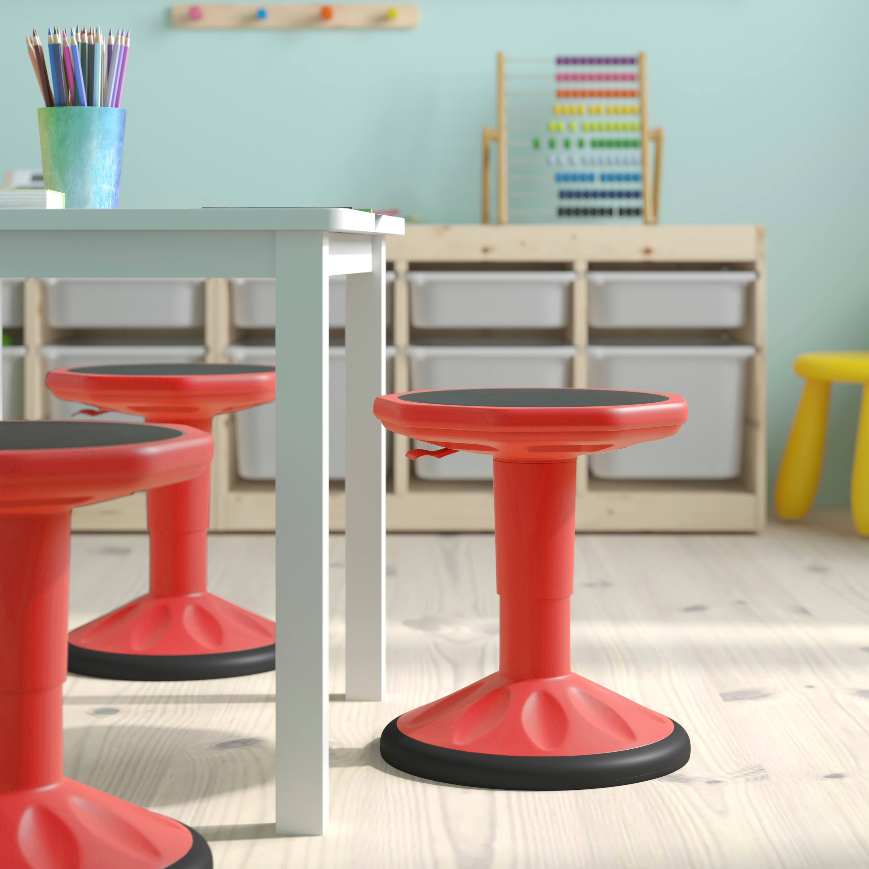 Alt View 4. Flash Furniture - Carter Adjustable Height Kids Flexible Active Stool for Classroom and Home with Non-Skid Bottom in Red, 14" - 18" Seat H - Red.