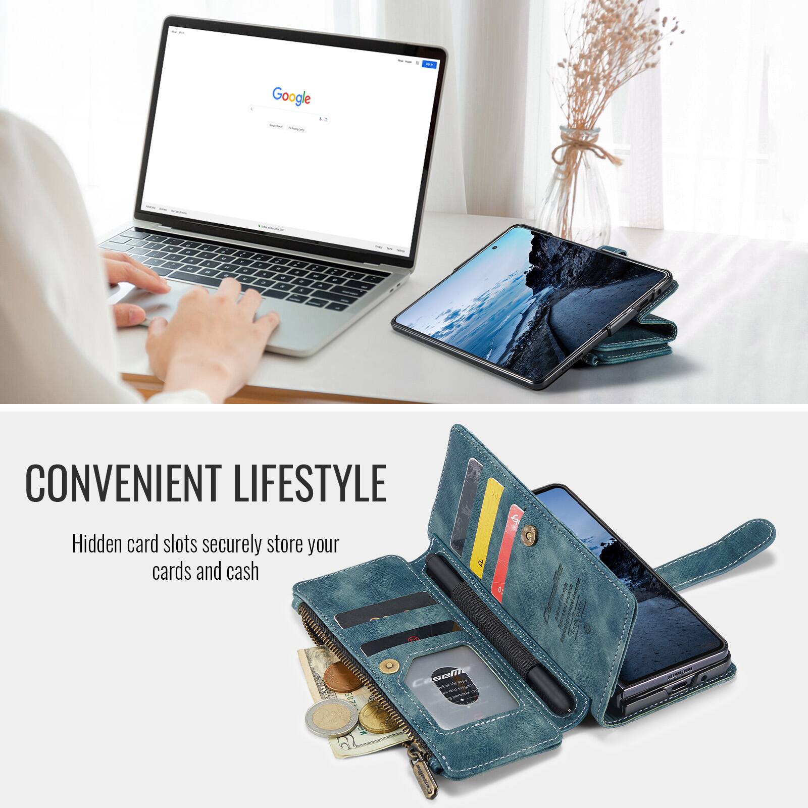 Google

CONVENIENT LIFESTYLE
Hidden card slots securely store your cards and cash