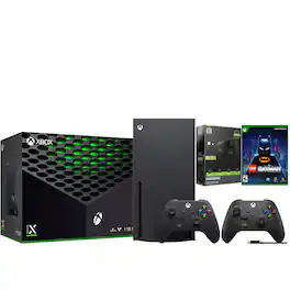 Xbox Series X 1TB Disc Console with LEGO Batman, Extra Controller and Battery Pack Bundle - Black + USB C Cable