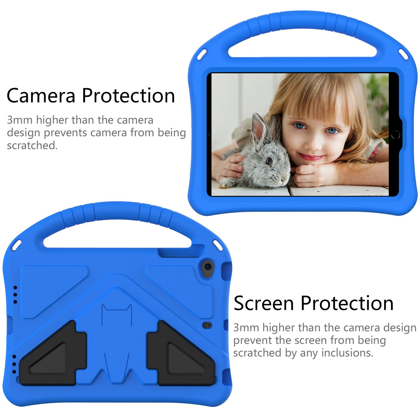 Camera Protection  
3mm higher than the camera design prevents camera from being scratched.  

Screen Protection  
3mm higher than the camera design prevent the screen from being scratched by any inclusions.
