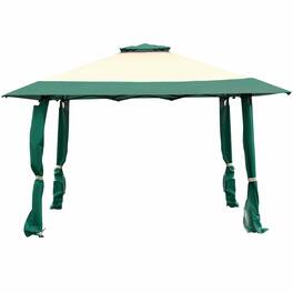 Gymax - 13' x 13' Folding Patio Pop-up Gazebo Canopy Tent Outdoor Shelter Shade Green - Green + Beige