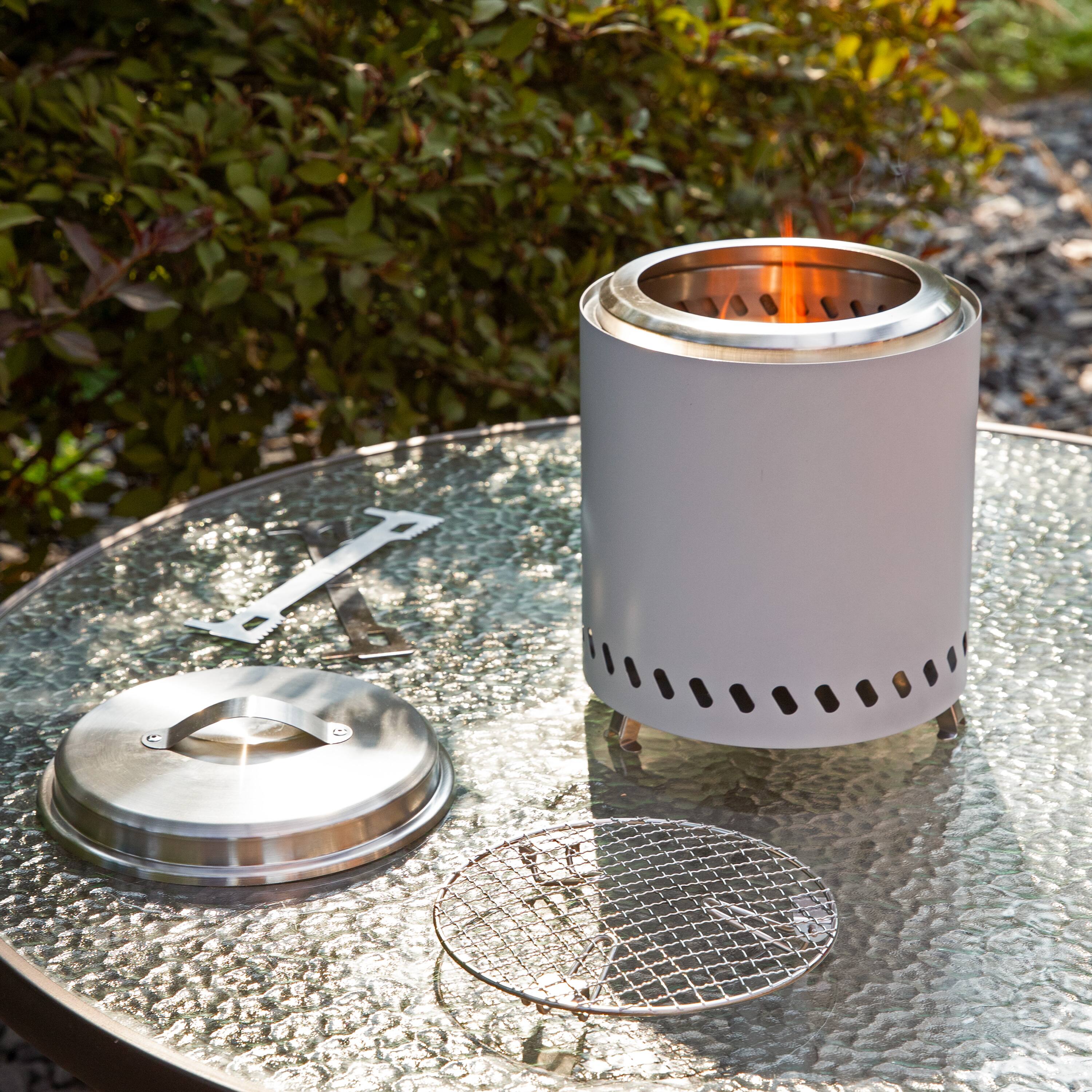 Alt View 2. Sunnydaze - 3-pc Accessory Kit for Smokeless Tabletop Fire Pit - 8.75-in. - Silver.