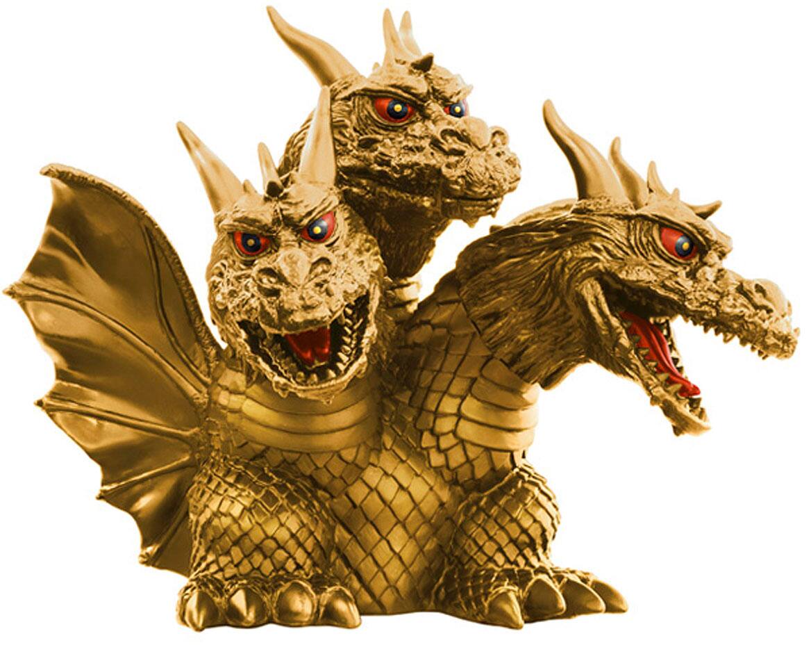 Left. Bandai - Toho Monster Series - Enshrined Monsters King Ghidrah (1964) 4.7" Figure.