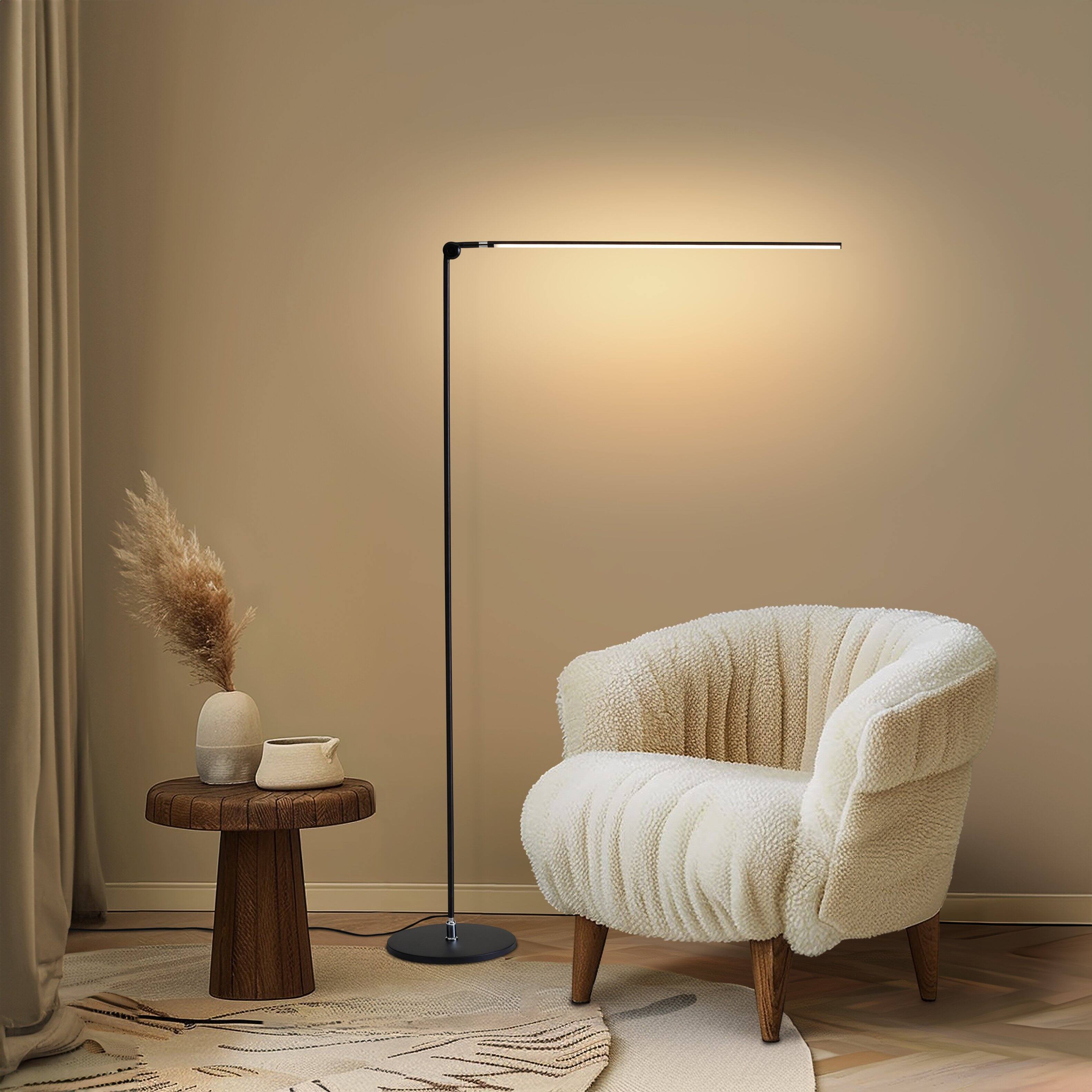 Alt View 8. Brightech - Libra LED Modern Industrial Arc Dimmable Super Bright Floor Lamp with Rotating Height-Adjustable Head - Classic Matte Black.