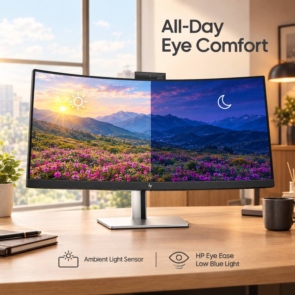 All-Day Eye Comfort

Ambient Light Sensor

HP Eye Ease Low Blue Light