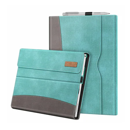 Front. Stock Preferred - Premium PU Leather Folio Case for Microsoft Surface Pro 7 - Turquoise - Turquoise.