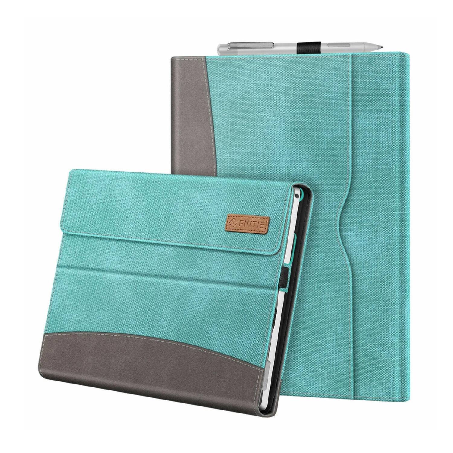 Front. Stock Preferred - Premium PU Leather Folio Case for Microsoft Surface Pro 7 - Turquoise - Turquoise.