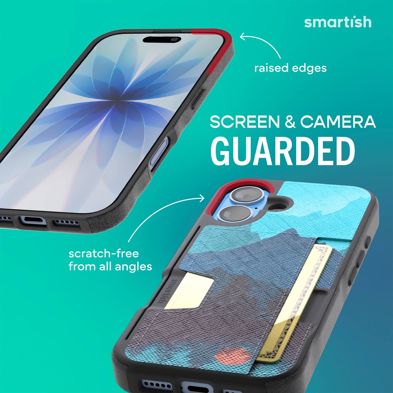 smartish raised edges SCREEN & CAMERA GUARDED scratch-free from all angles
