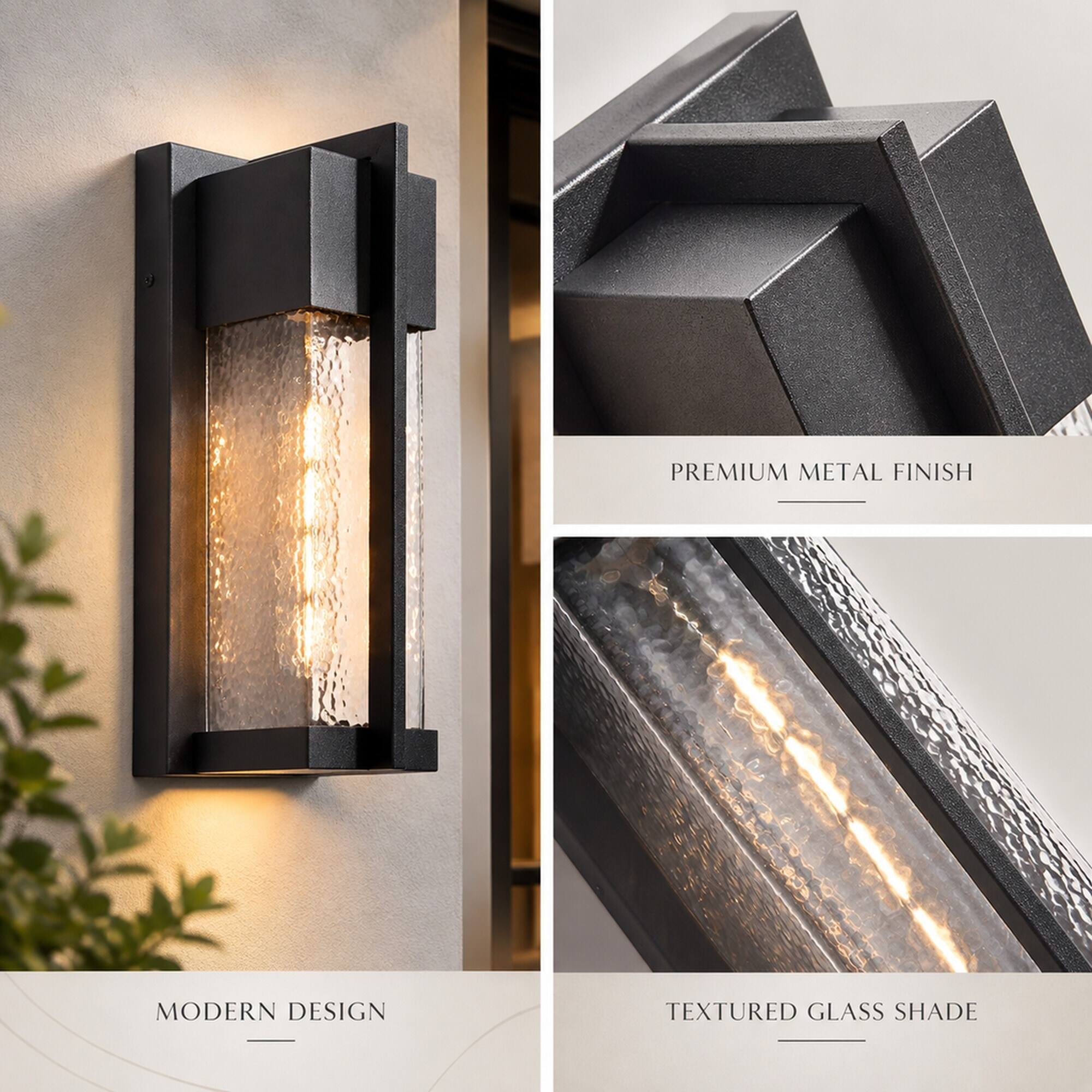 PREMIUM METAL FINISH  
MODERN DESIGN  
TEXTURED GLASS SHADE